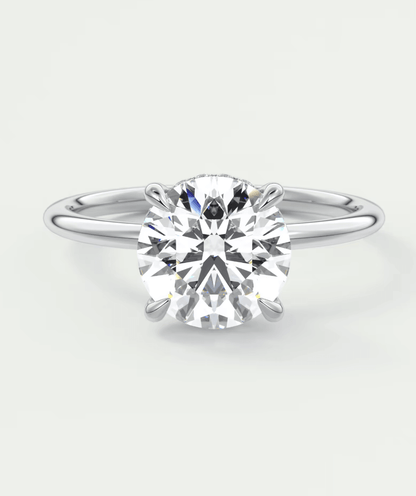 Celestia Round Hidden Halo Ring – Lab Diamond or Moissanite