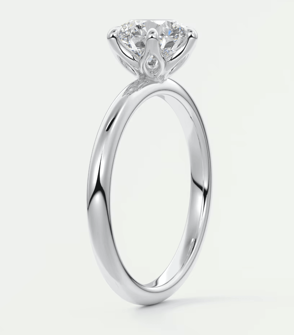 Celestia Round Solitaire Ring – Lab Diamond or Moissanite (6 Prongs)