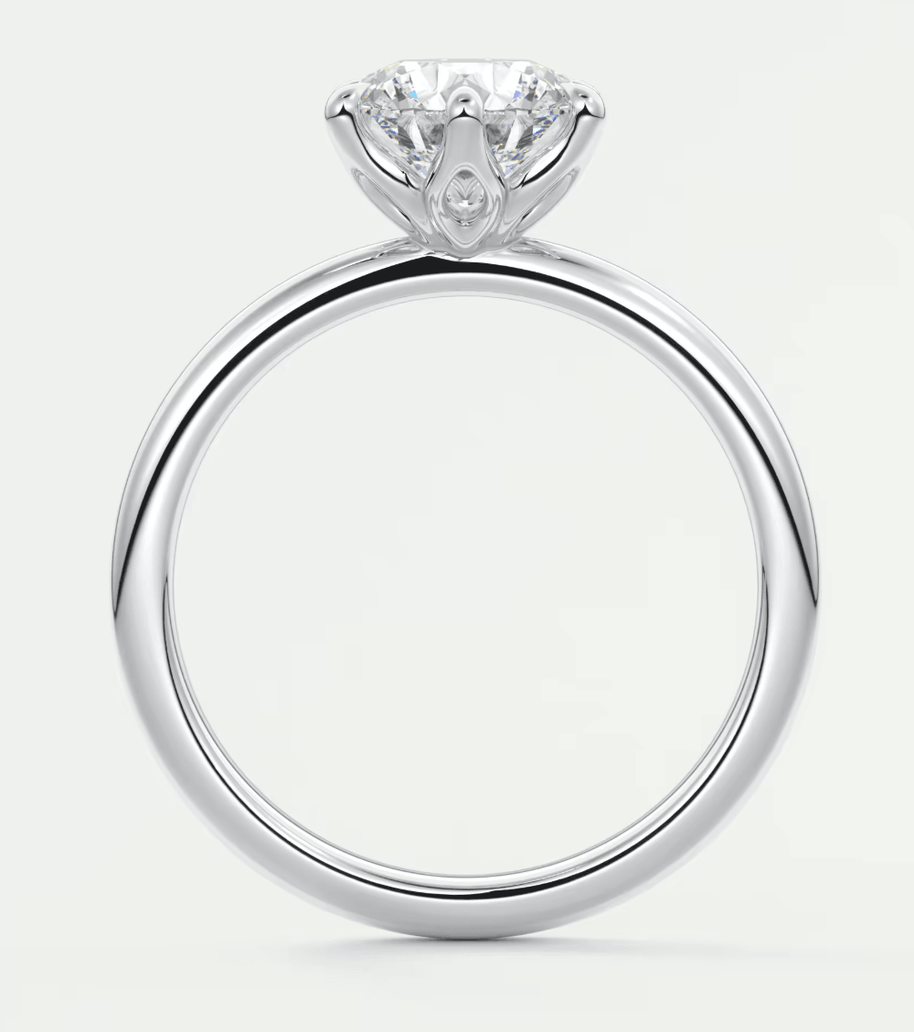 Celestia Round Solitaire Ring – Lab Diamond or Moissanite (6 Prongs)