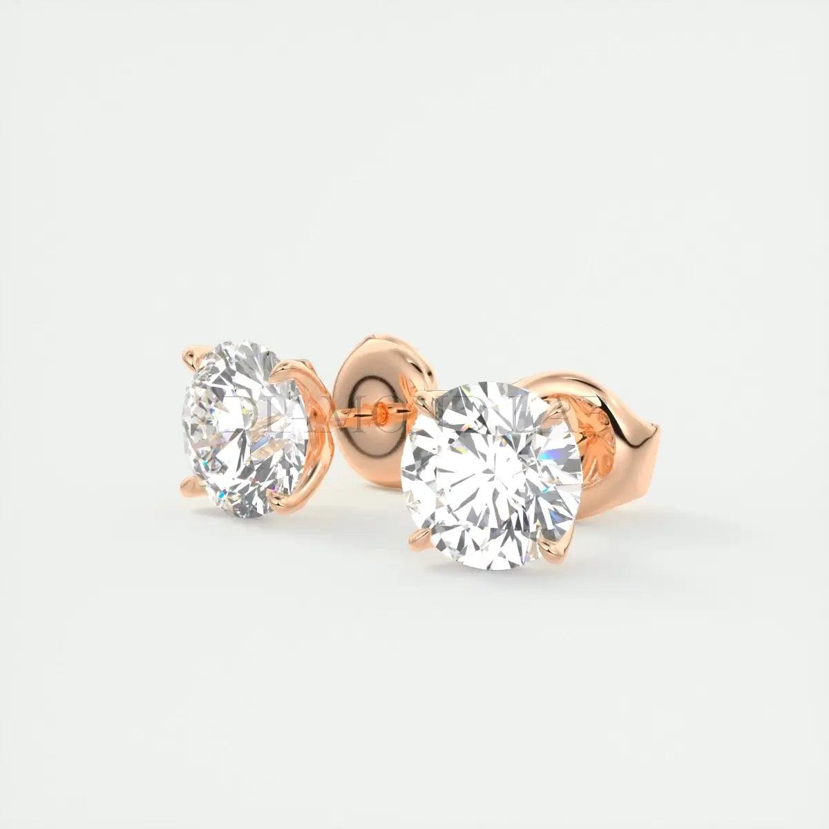 14k rose gold diamond stud earrings