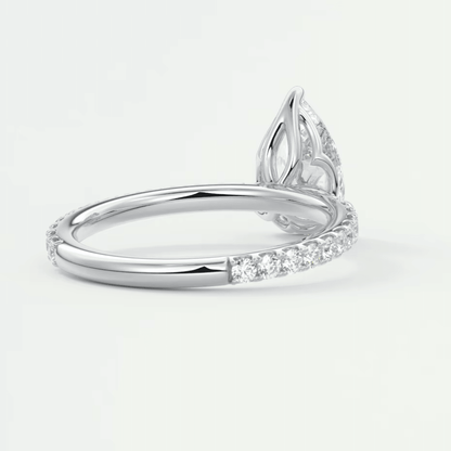 Elara Pear Pavé Engagement Ring – Lab Diamond or Moissanite