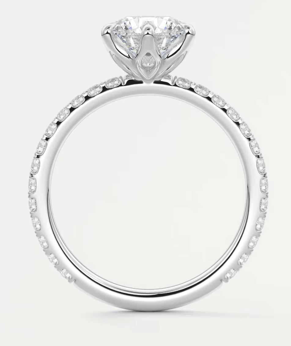 Elara Round Pavé Engagement Ring – Lab Diamond or Moissanite