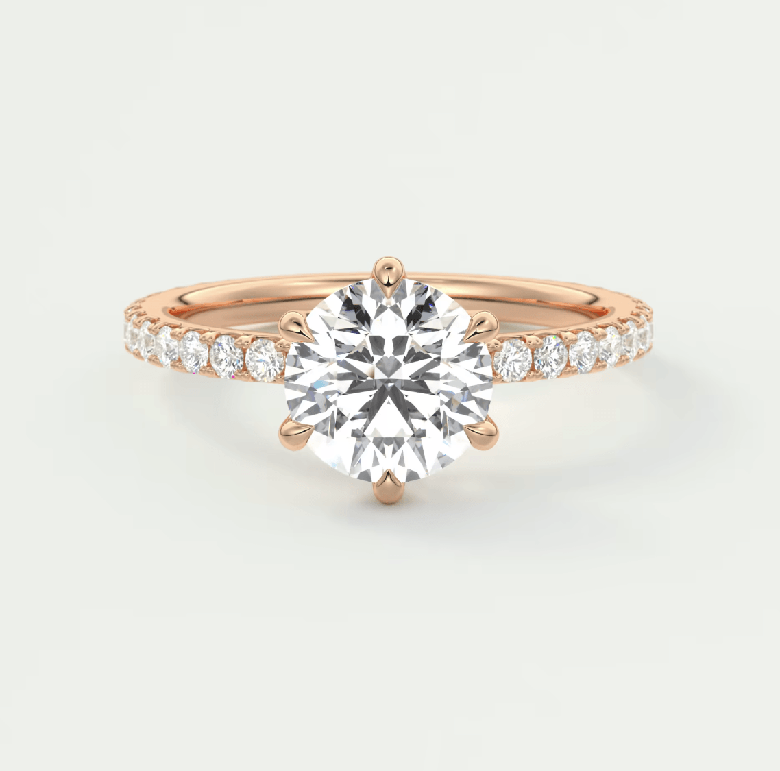 Elara Round Pavé Engagement Ring – Lab Diamond or Moissanite