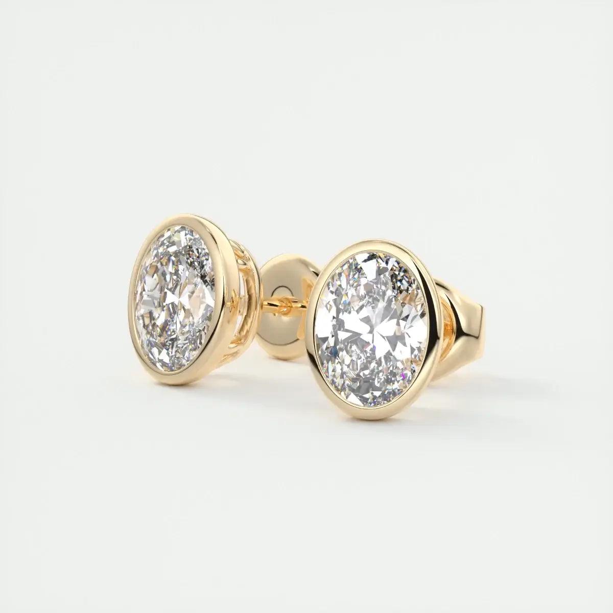 Elegant Oval Bezel Stud Earrings | Lab Diamond or Moissanite My Store