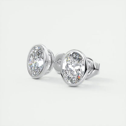 Elegant Oval Bezel Stud Earrings | Lab Diamond or Moissanite My Store