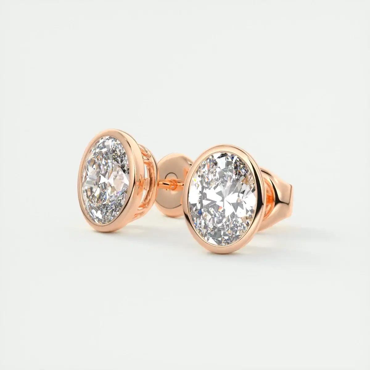 Elegant Oval Bezel Stud Earrings | Lab Diamond or Moissanite My Store