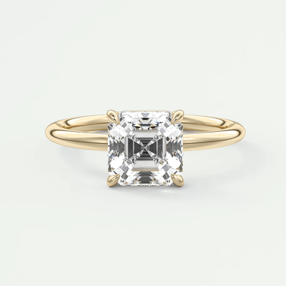 Elysian Asscher Solitaire Ring – Timeless Elegance with Lab Diamond or Moissanite