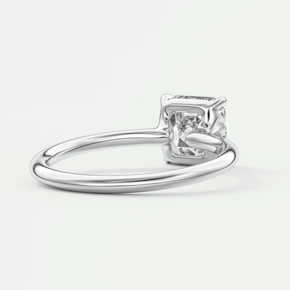 Elysian Asscher Solitaire Ring – Timeless Elegance with Lab Diamond or Moissanite