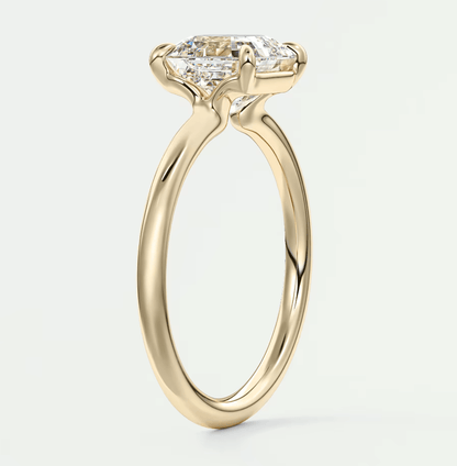 Elysian Asscher Solitaire Ring – Timeless Elegance with Lab Diamond or Moissanite