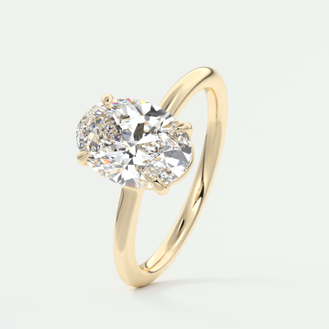 Elysian Oval Solitaire Ring – Timeless Elegance with Lab Diamond or Moissanite