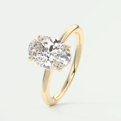 Elysian Oval Solitaire Ring – Timeless Elegance with Lab Diamond or Moissanite