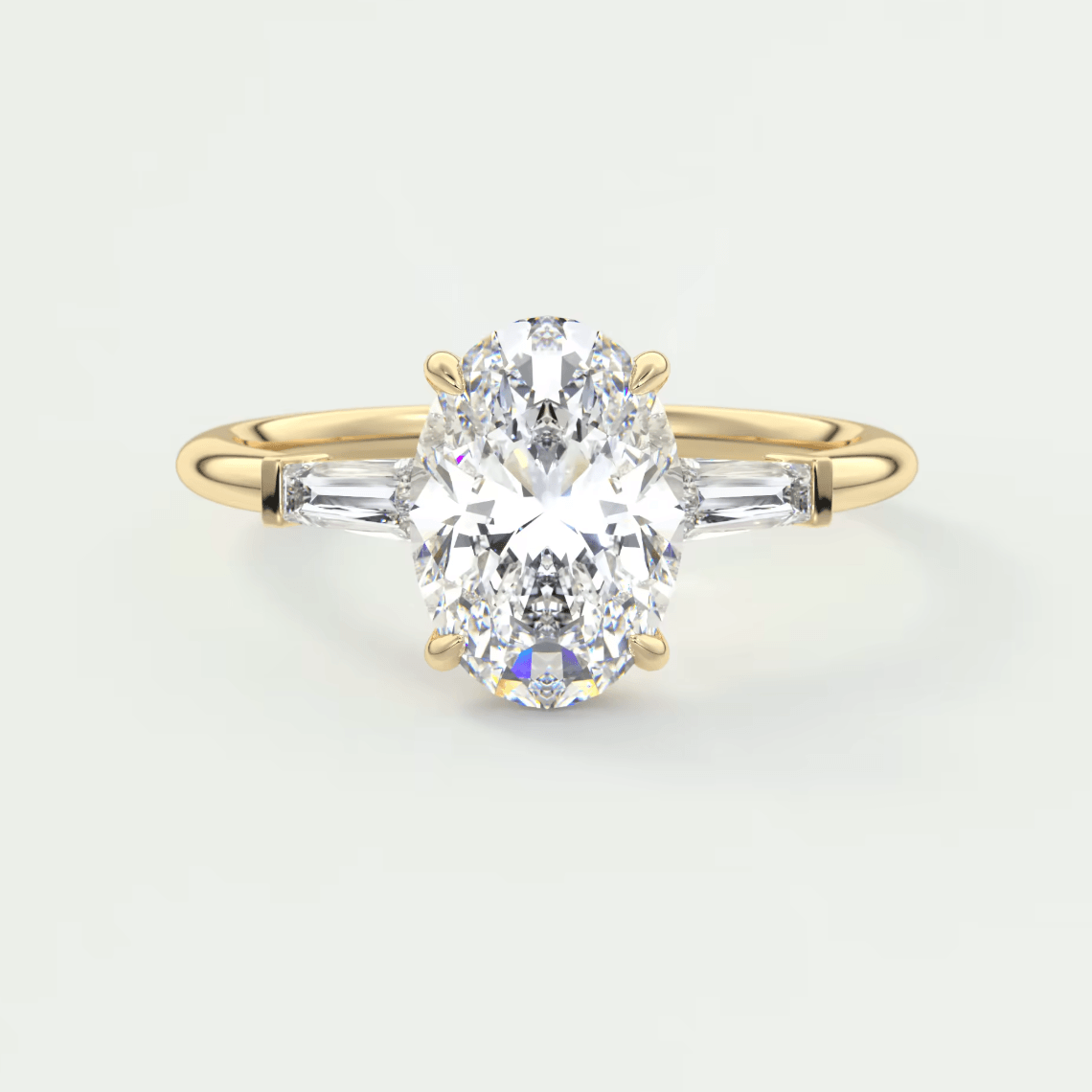 Elysian Oval Three-Stone Engagement Ring – Lab Diamond or Moissanite