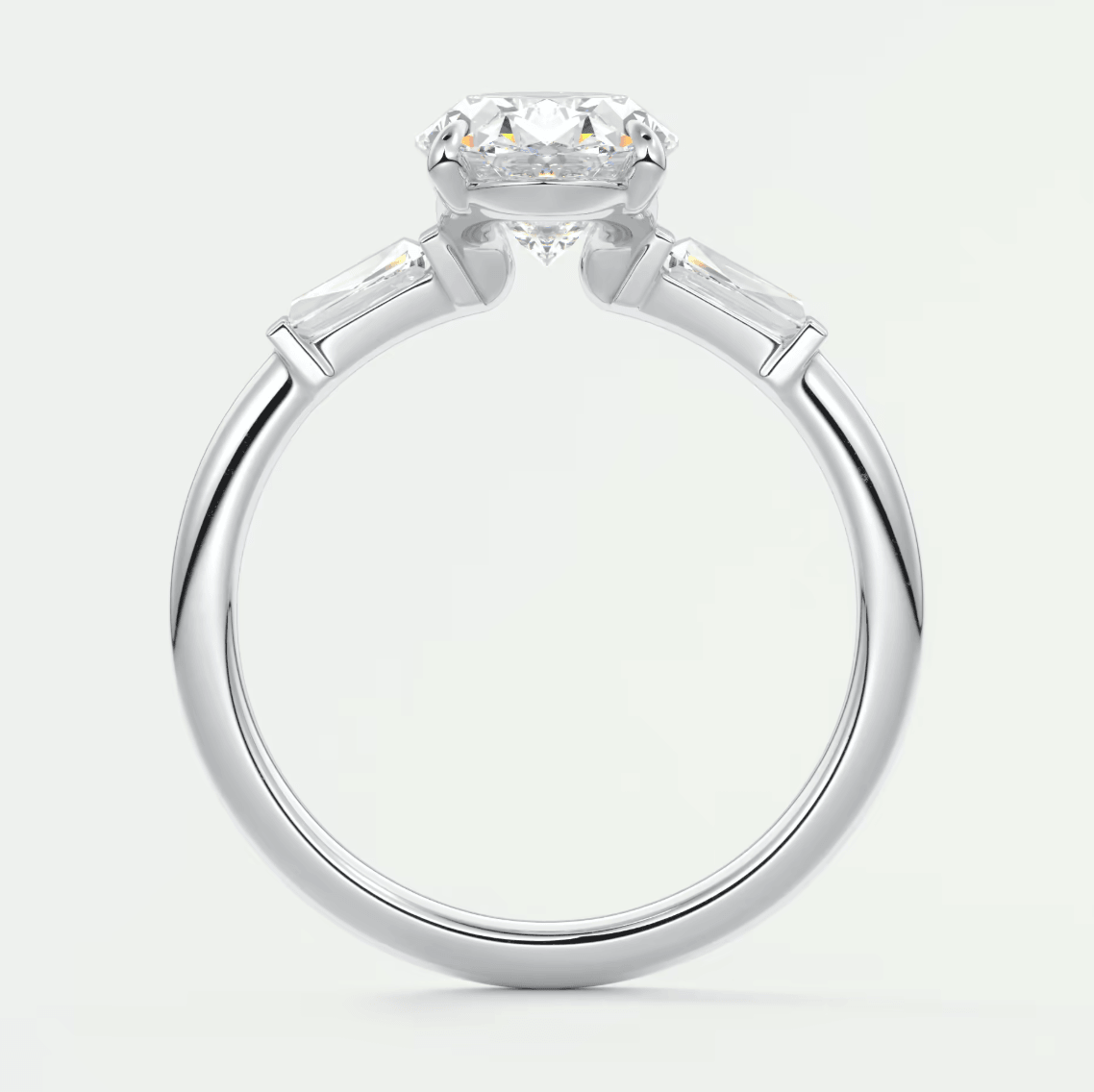 Elysian Oval Three-Stone Engagement Ring – Lab Diamond or Moissanite