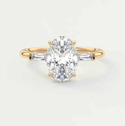 Elysian Oval Three-Stone Engagement Ring – Lab Diamond or Moissanite