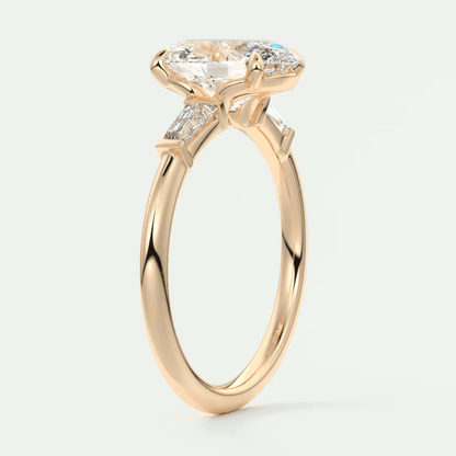 Elysian Oval Three-Stone Engagement Ring – Lab Diamond or Moissanite