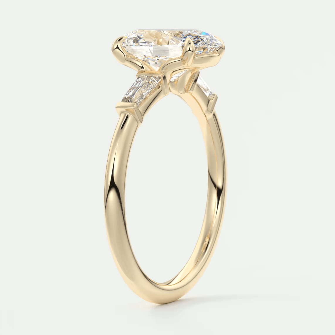 Elysian Oval Three-Stone Engagement Ring – Lab Diamond or Moissanite