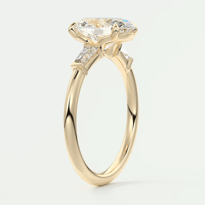 Elysian Oval Three-Stone Engagement Ring – Lab Diamond or Moissanite