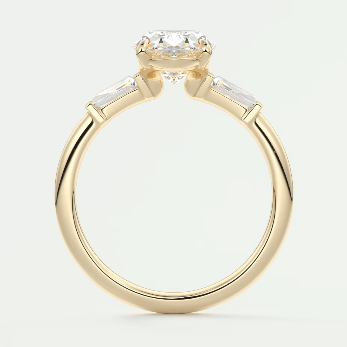 Elysian Oval Three-Stone Engagement Ring – Lab Diamond or Moissanite