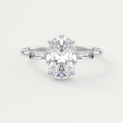 Elysian Oval Three-Stone Engagement Ring – Lab Diamond or Moissanite