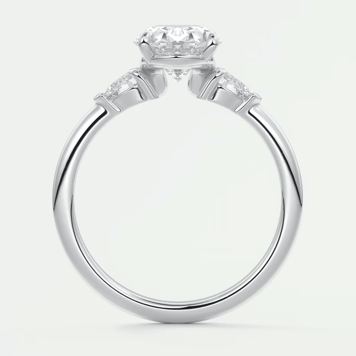 Elysian Oval with Pear Three-Stone Engagement Ring – Lab Diamond or Moissanite