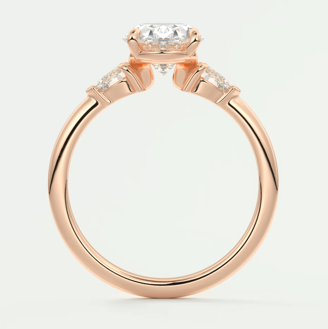 Elysian Oval with Pear Three-Stone Engagement Ring – Lab Diamond or Moissanite