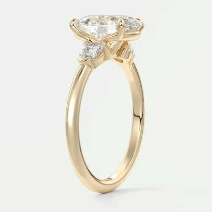 Elysian Oval with Pear Three-Stone Engagement Ring – Lab Diamond or Moissanite