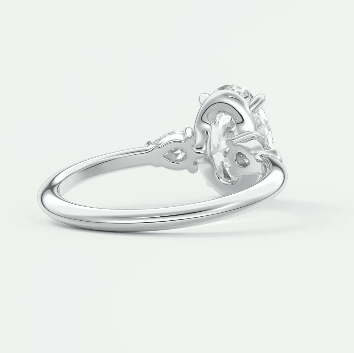 Elysian Oval with Pear Three-Stone Engagement Ring – Lab Diamond or Moissanite