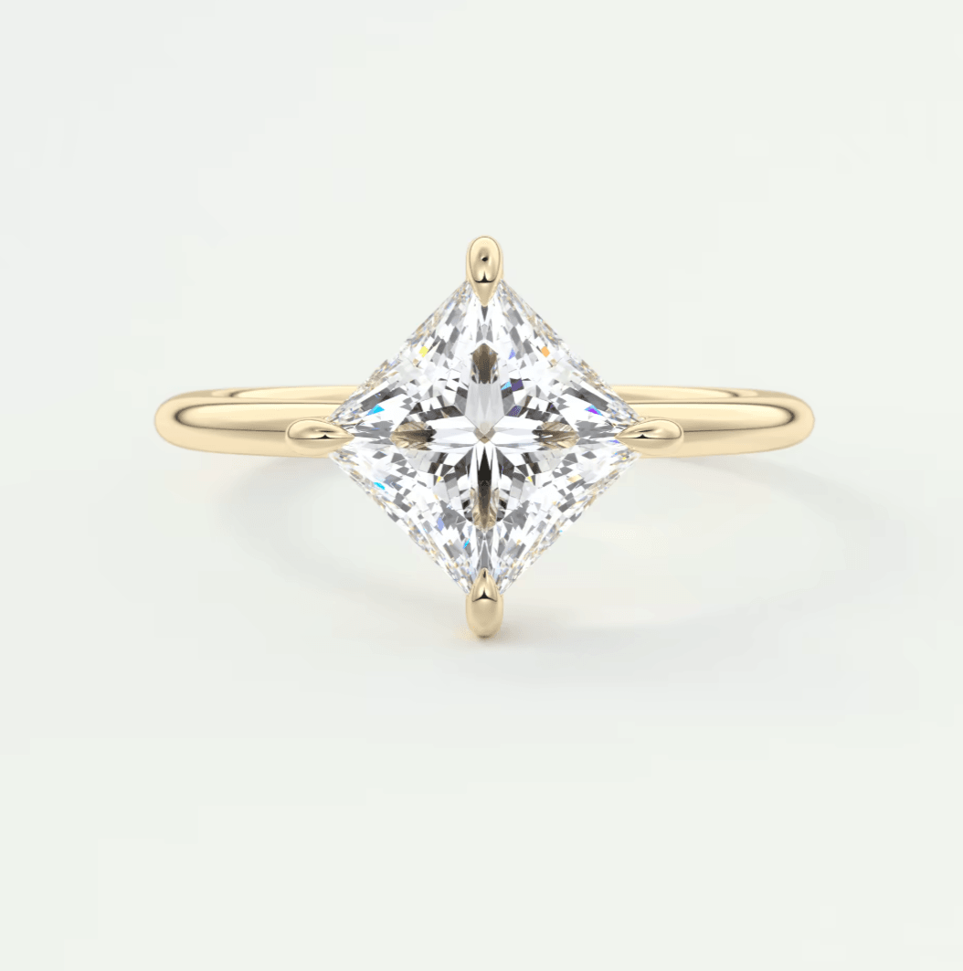 Elysian Princess Solitaire Ring – Timeless Elegance with Lab Diamond or Moissanite