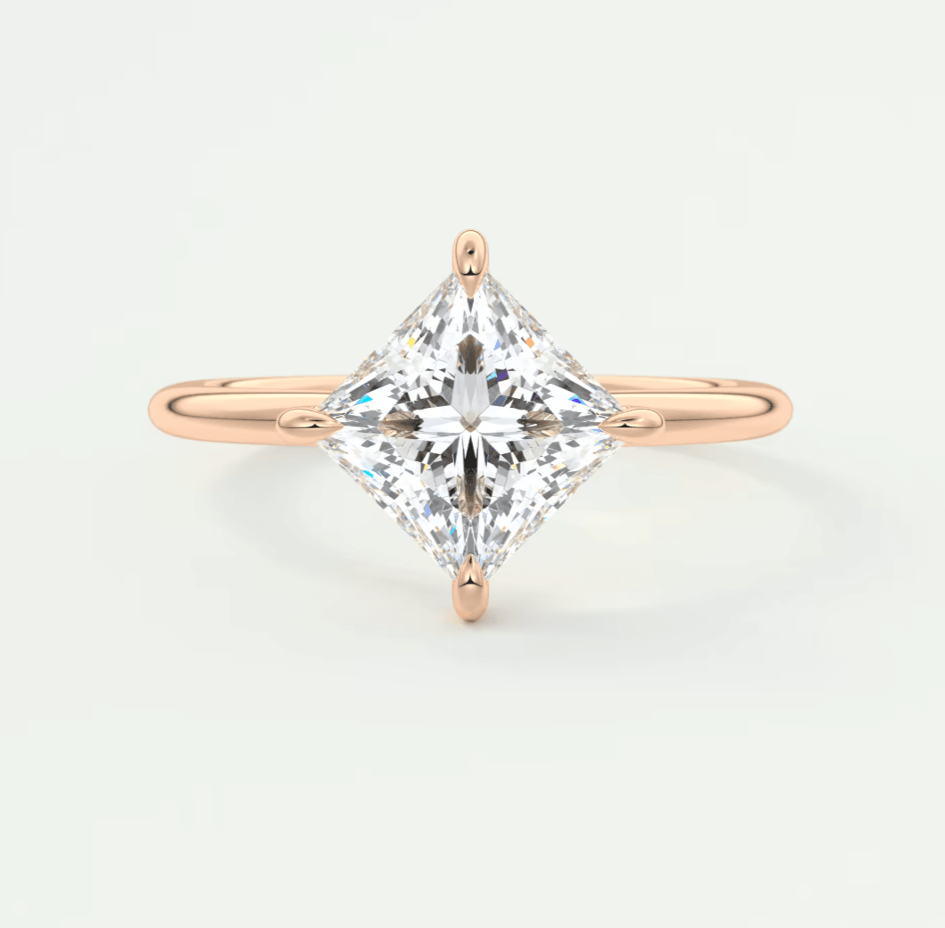 Elysian Princess Solitaire Ring – Timeless Elegance with Lab Diamond or Moissanite