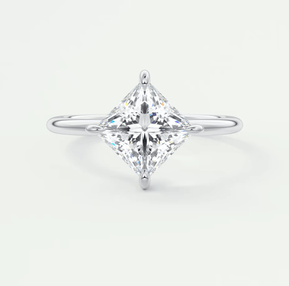 Elysian Princess Solitaire Ring – Timeless Elegance with Lab Diamond or Moissanite