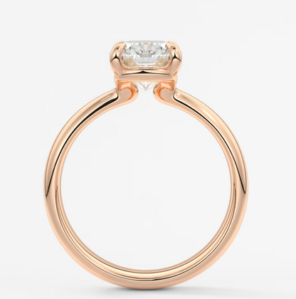 Elysian Tapered Elongated Cushion Solitaire Ring – Lab Diamond or Moissanite