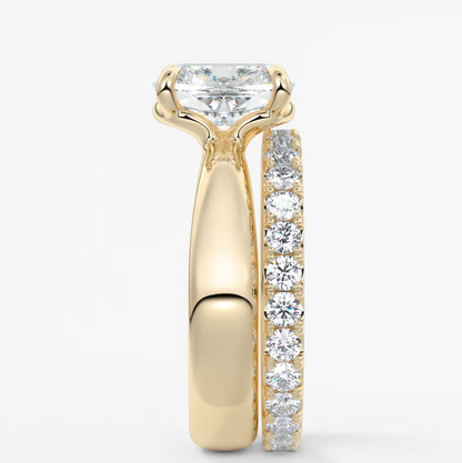 Elysian Tapered Elongated Cushion Solitaire Ring – Lab Diamond or Moissanite