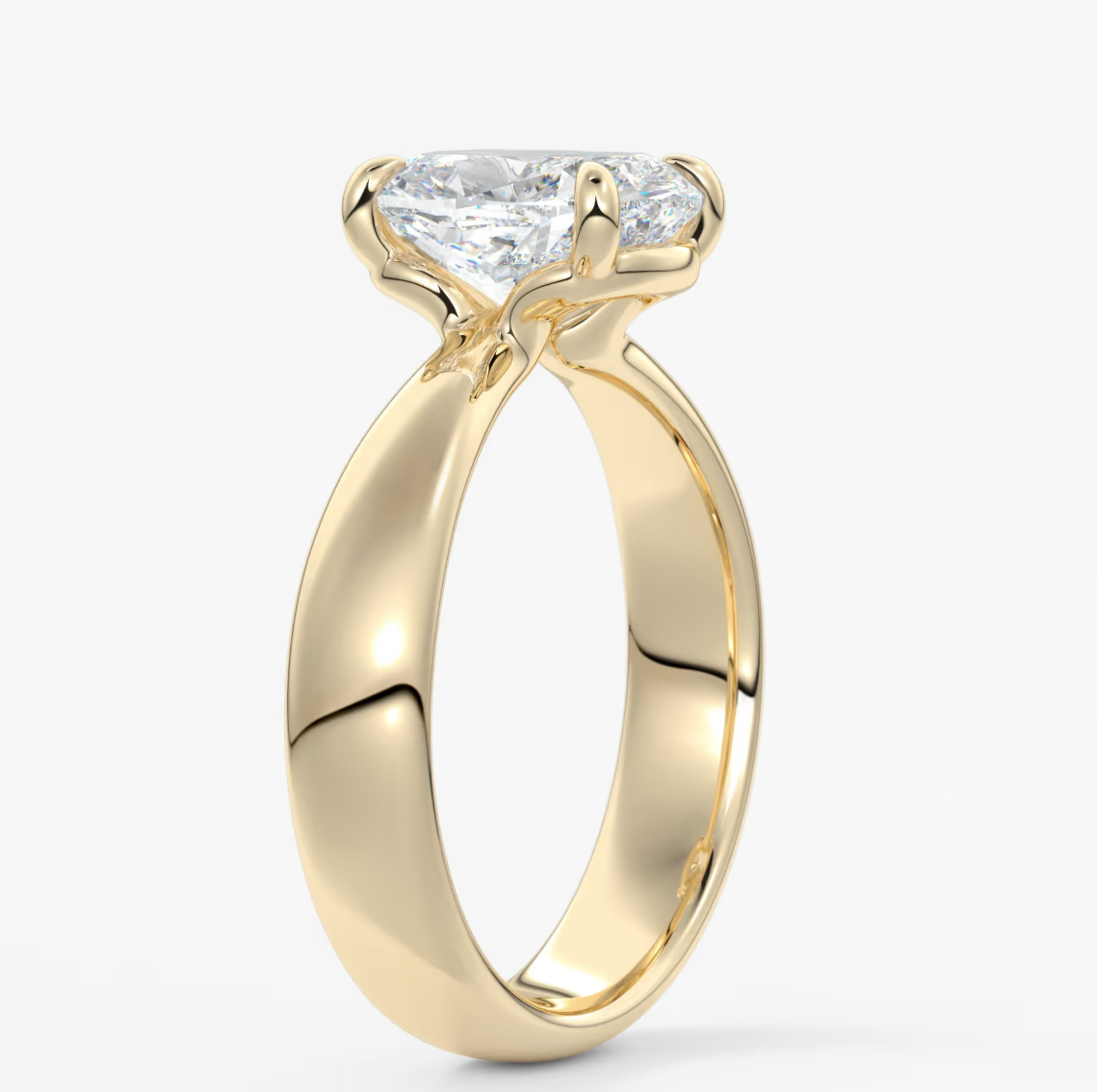 Elysian Tapered Elongated Cushion Solitaire Ring – Lab Diamond or Moissanite