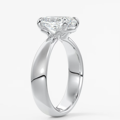 Elysian Tapered Elongated Cushion Solitaire Ring – Lab Diamond or Moissanite
