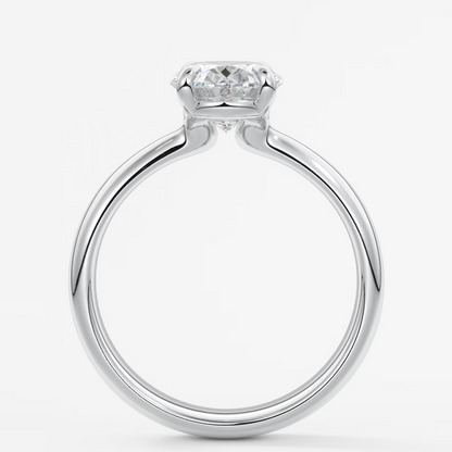 Elysian Tapered Oval Solitaire Ring – Lab Diamond or Moissanite