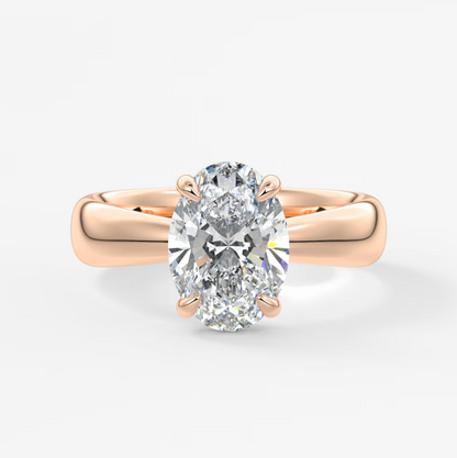 Elysian Tapered Oval Solitaire Ring – Lab Diamond or Moissanite
