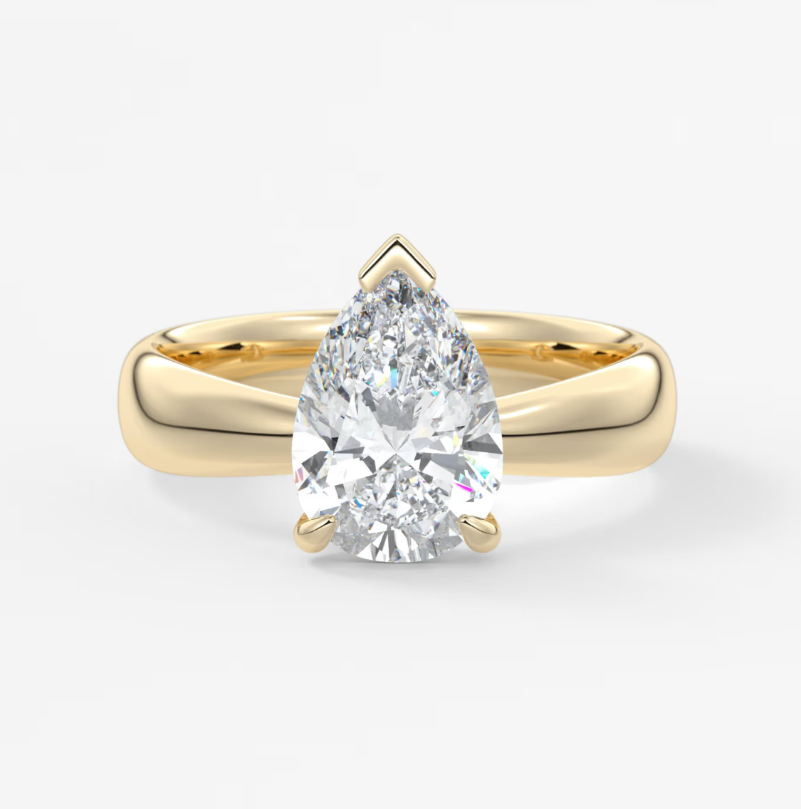 Elysian Tapered Pear Solitaire Ring – Lab Diamond or Moissanite