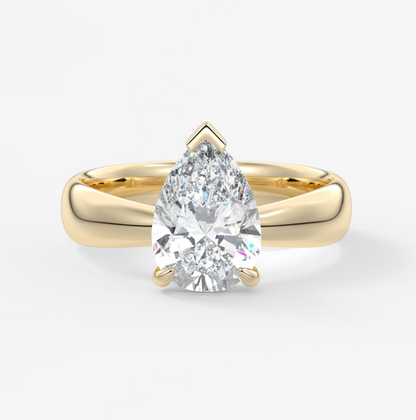 Elysian Tapered Pear Solitaire Ring – Lab Diamond or Moissanite