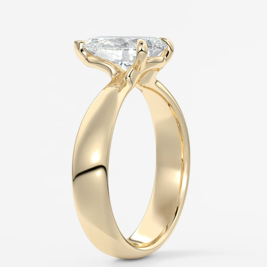 Elysian Tapered Pear Solitaire Ring – Lab Diamond or Moissanite