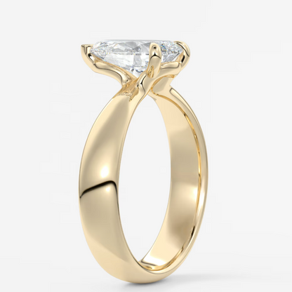 Elysian Tapered Pear Solitaire Ring – Lab Diamond or Moissanite