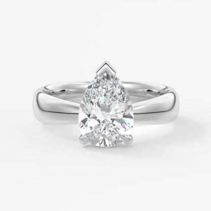 Elysian Tapered Pear Solitaire Ring – Lab Diamond or Moissanite