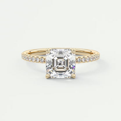 Isolde Asscher Pavé Solitaire Ring