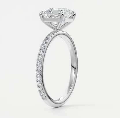 Isolde Asscher Pavé Solitaire Ring