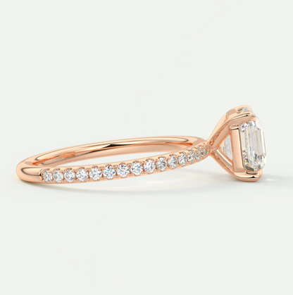 Isolde Asscher Pavé Solitaire Ring