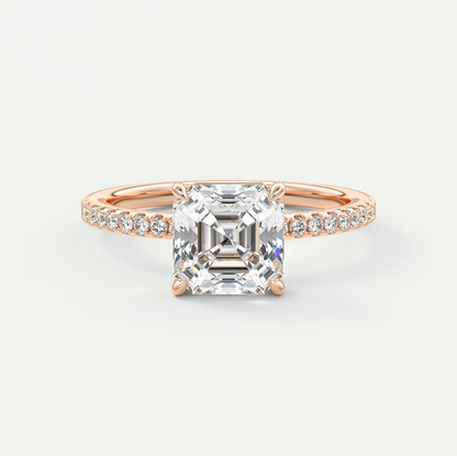 Isolde Asscher Pavé Solitaire Ring