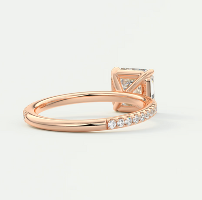 Isolde Asscher Pavé Solitaire Ring