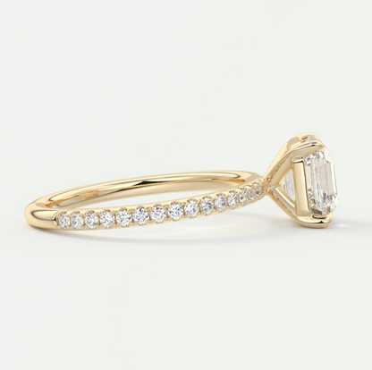 Isolde Asscher Pavé Solitaire Ring