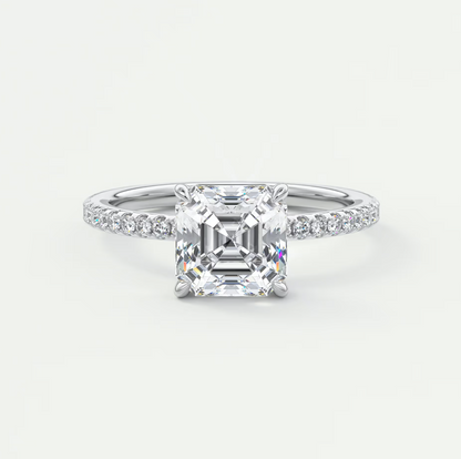 Isolde Asscher Pavé Solitaire Ring
