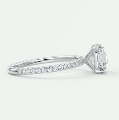 Isolde Asscher Pavé Solitaire Ring