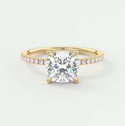 Isolde Cushion Pavé Solitaire Ring